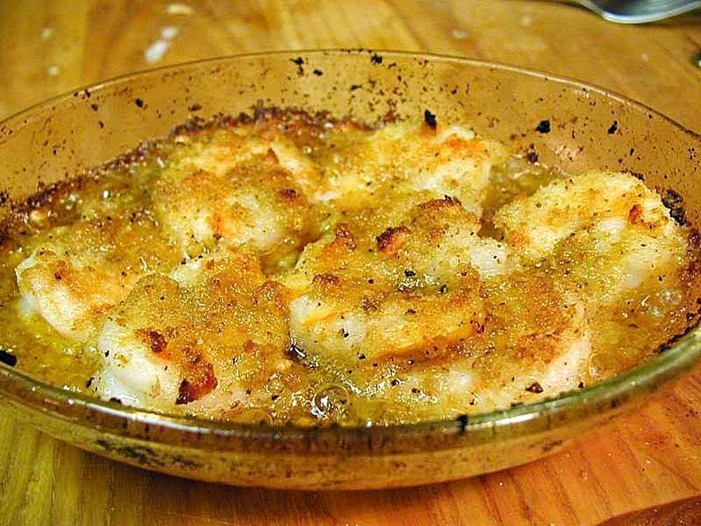 Scampi’s met knoflook; sfeerbeeld van de gerechtfamilie.